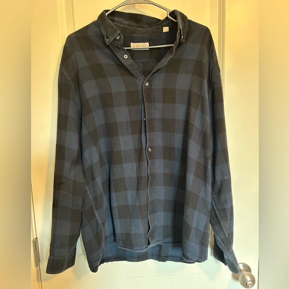 Cotton on blue and black flannel mens
